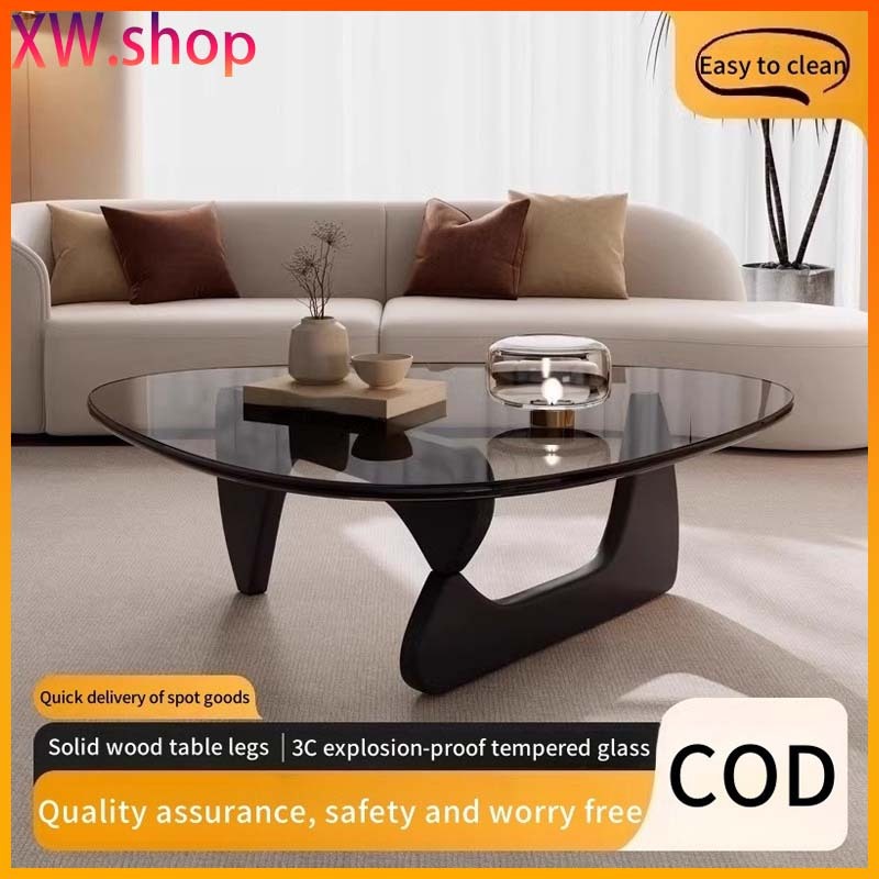 【COD】Modern Nordic Coffee Table - Stylish Solid Wood & Tempered Glass ...