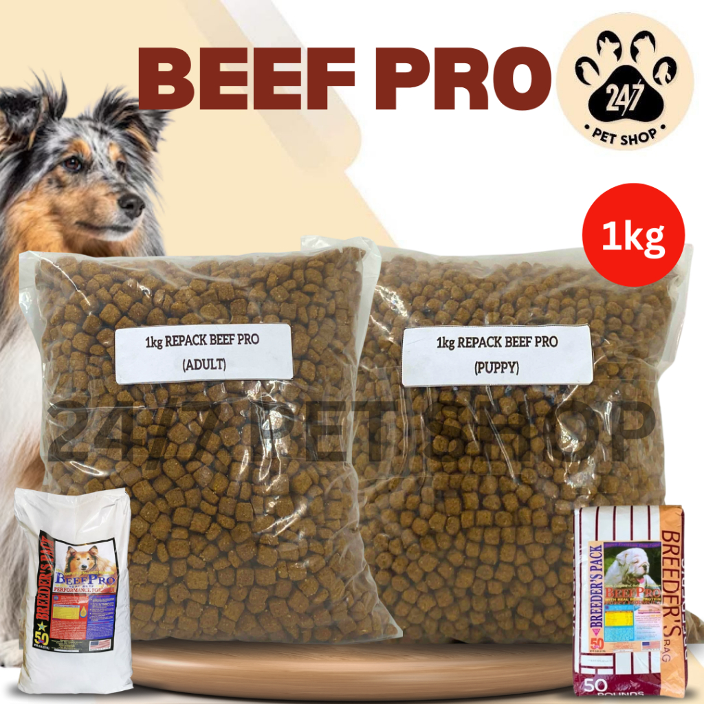 1kg Beef Pro Dog Dogs Dry Food All Stages All Breed Pack Adult Puppy ...
