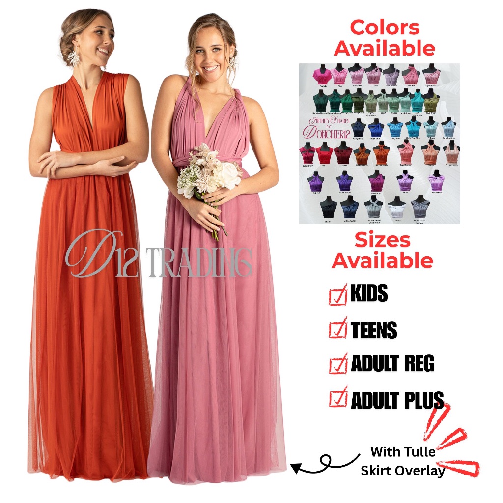 With Soft Tulle Overlay Infinity Dress Multiway Bridesmaid Gown | Adult  Regular & Plus Size | Flowy | Shopee Philippines