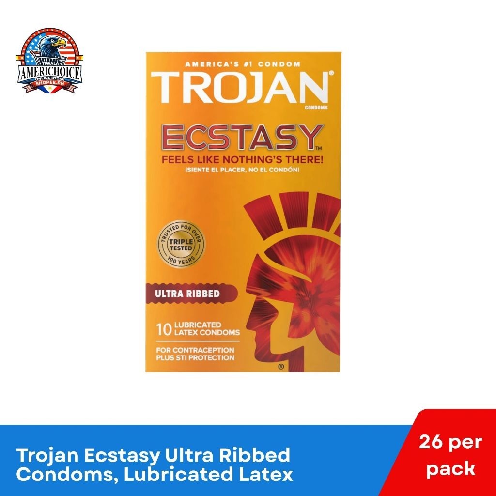 Trojan Ecstasy Ultra Ribbed Condoms – USA Imported Lubricated Latex ...