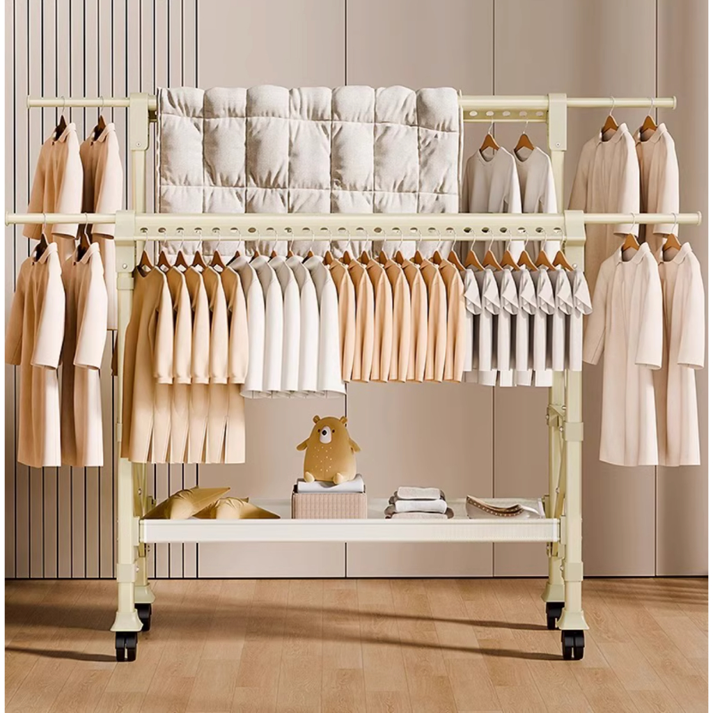 Life Extendable Clothes Drying Rack with Wheel Foldable Heavy Duty ...