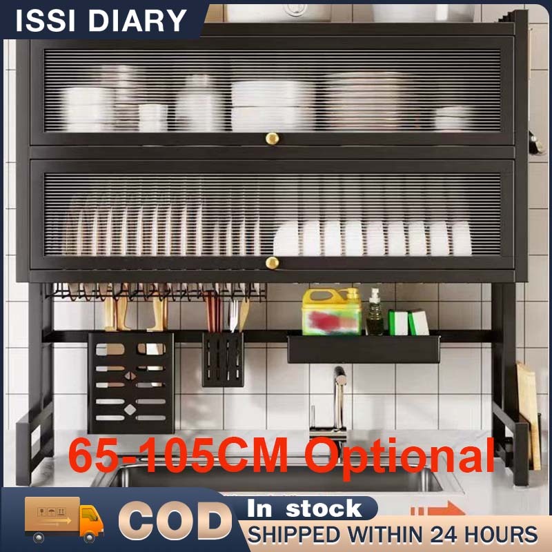 ISSI DIARY Dish Cabinet Rack Sink Rack With Cover Drying Multi ...