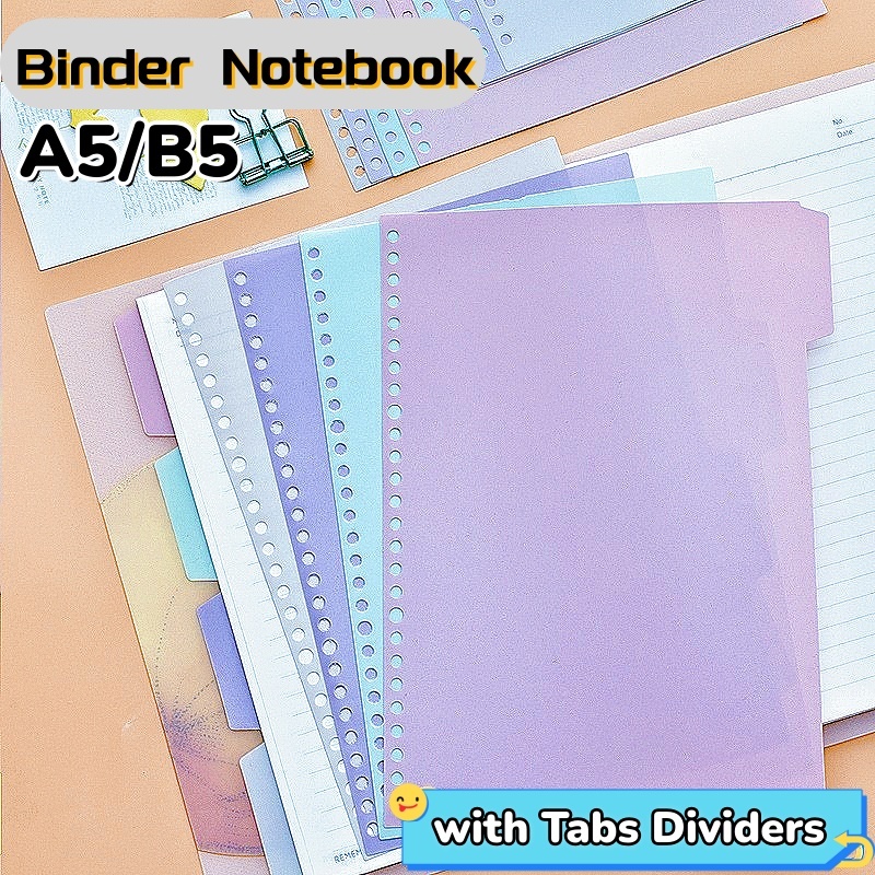 A5/B5 Binder Notebook with Removable Dividers Tabs 20Sheets Notepads ...