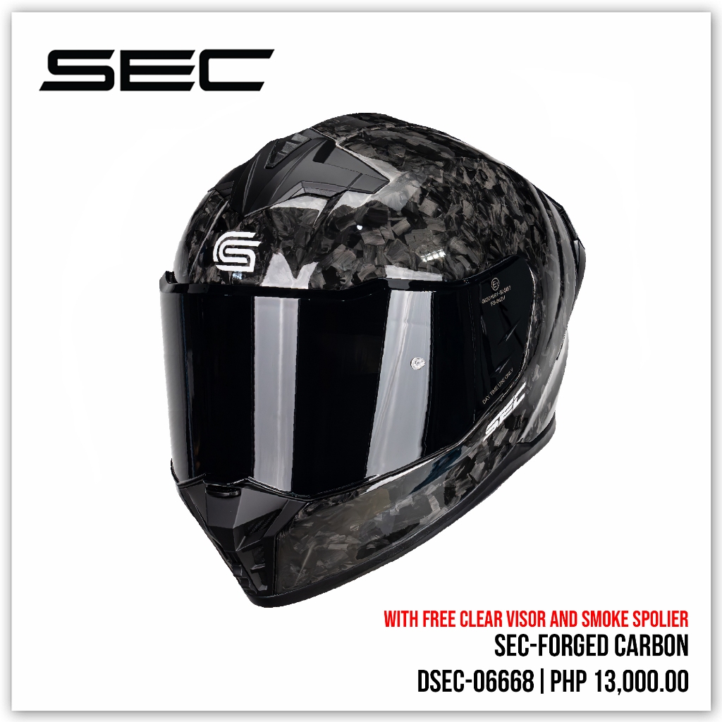 SEC Forged Carbon Series Full Face Helmet for Motorcycle (M–XL) (DSEC ...