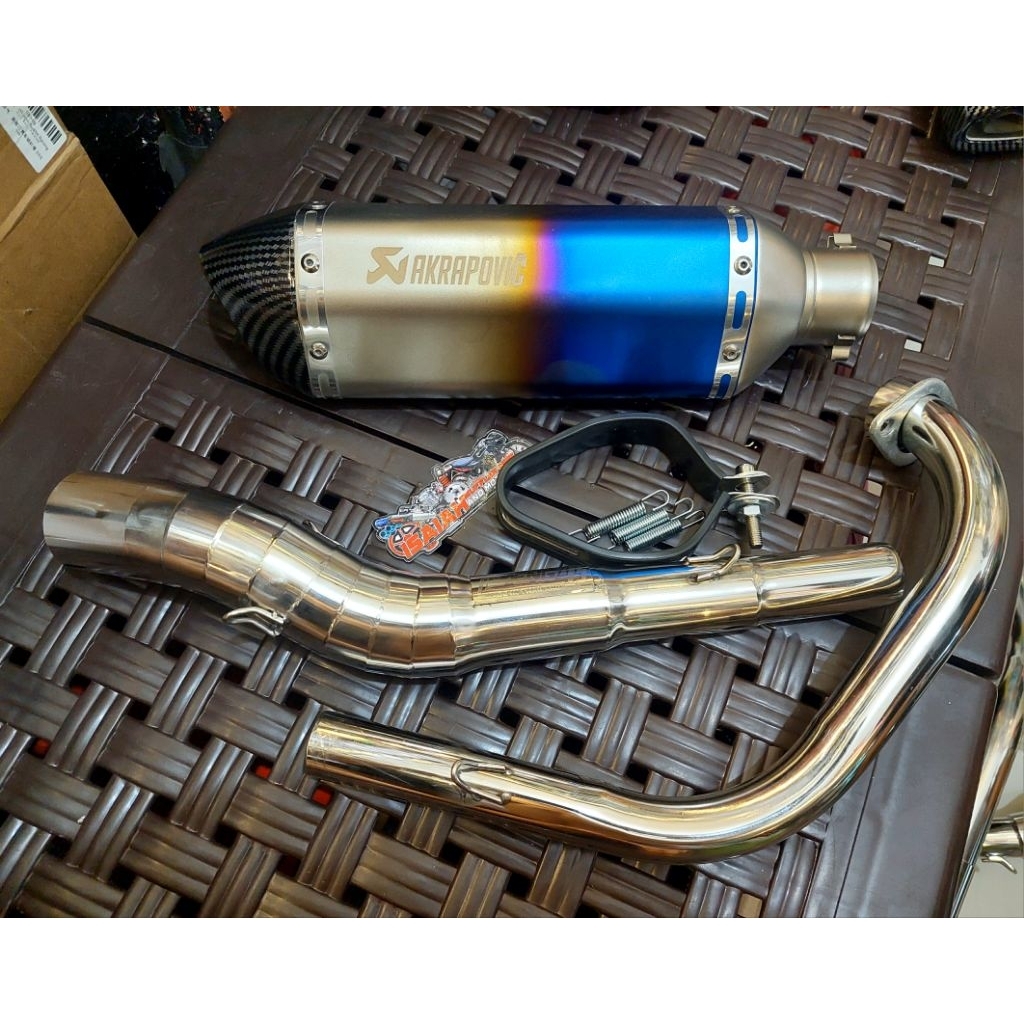 (RAIDER 150 CARB & FI) ORIGINAL AKRAPOVIC PIPE + Elbow + Silencer ...