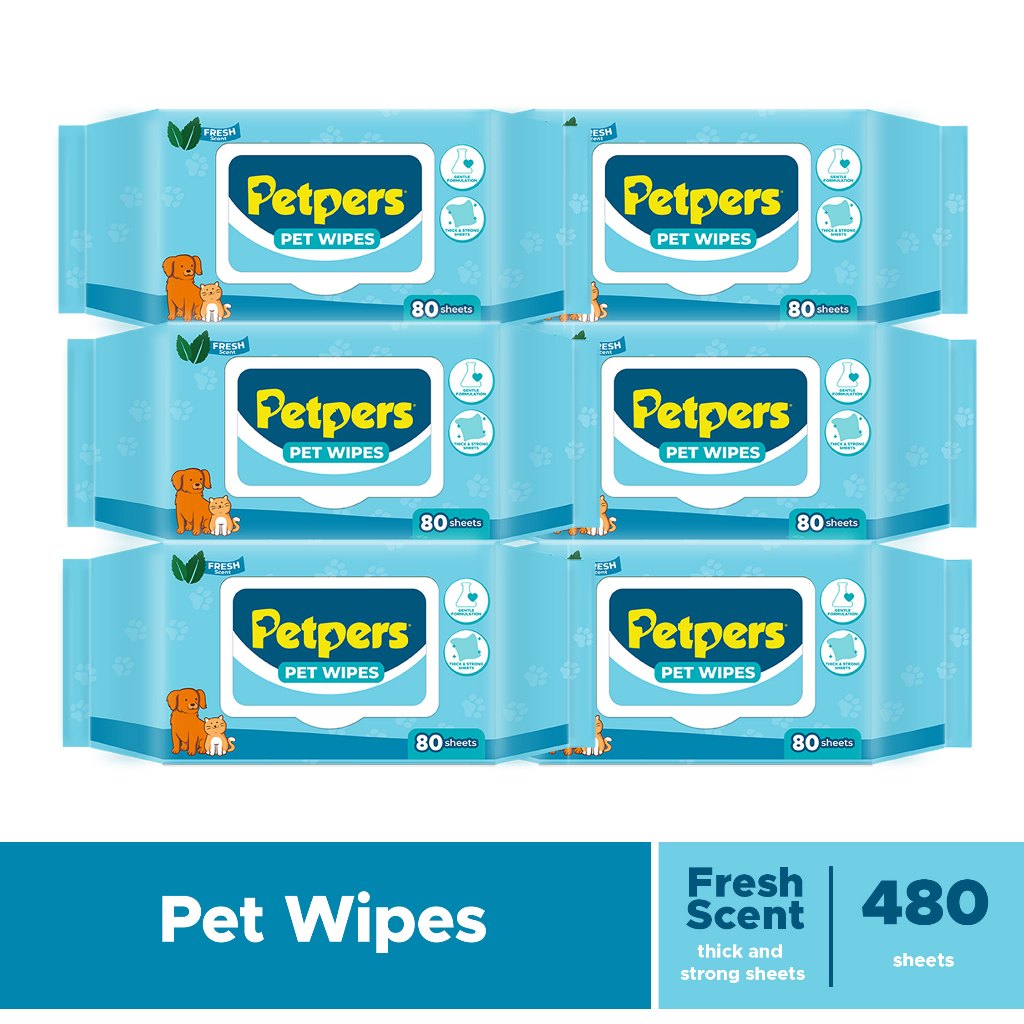 Bundle of 6 Petpers Pet Wipes Fresh Scent 80s | Shopee Philippines