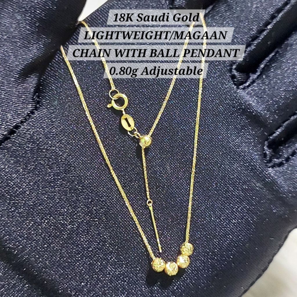 18K Saudi Gold Slider Chain With Pendant LIGHTWEIGHT | Shopee Philippines