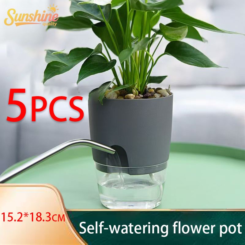 5PCS Modern Self Watering Pot Water Inlet Self Watering Pot White Pots ...