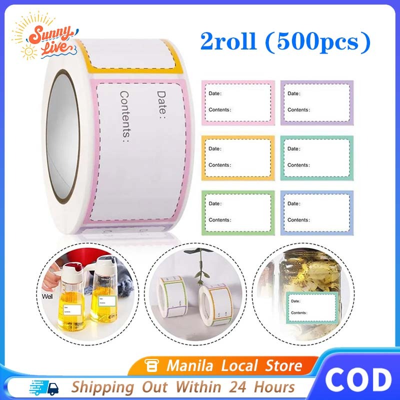 500PCS Food Storage Date Sticker Label Content Label Mark Self-Adhesive ...