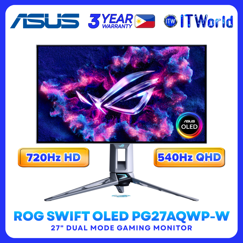 ASUS ROG Swift OLED PG27AQWP-W – 27” Dual Mode - QHD 540Hz, HD 720Hz ...