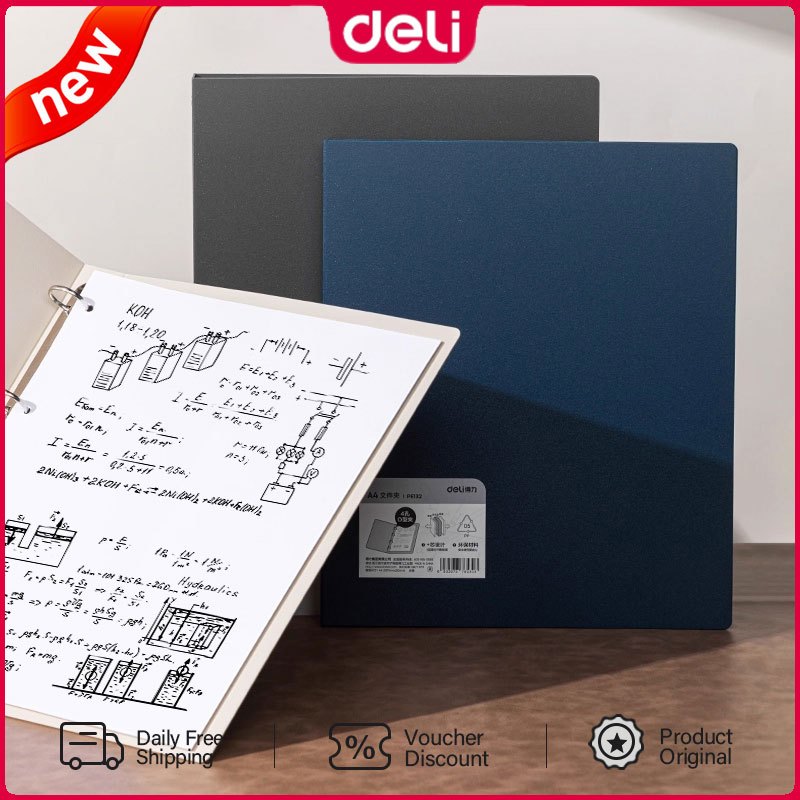 Deli A4 File Folders 4 Hole Clamp File Organizer Folder Document ...