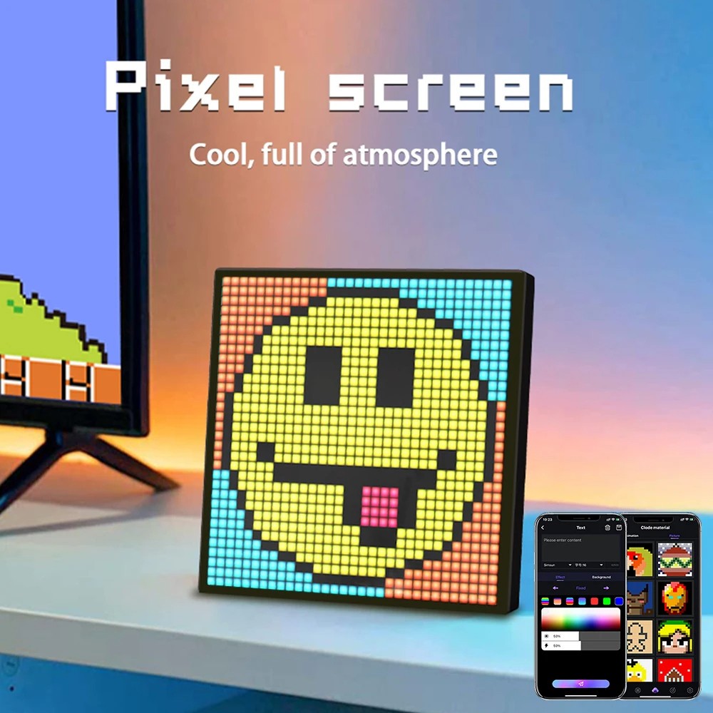DIY Smart APP Control LED Matrix Pixel Display Screen Night Light Home ...