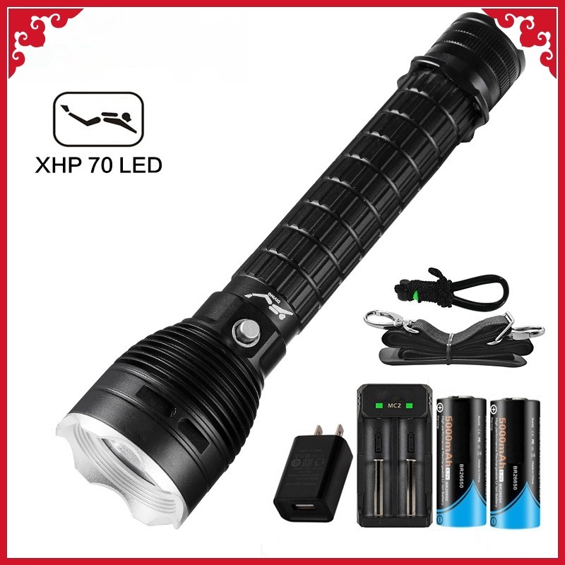 HaixnFire Underwater waterproof electric torch XHP70 LED scuba Diving ...