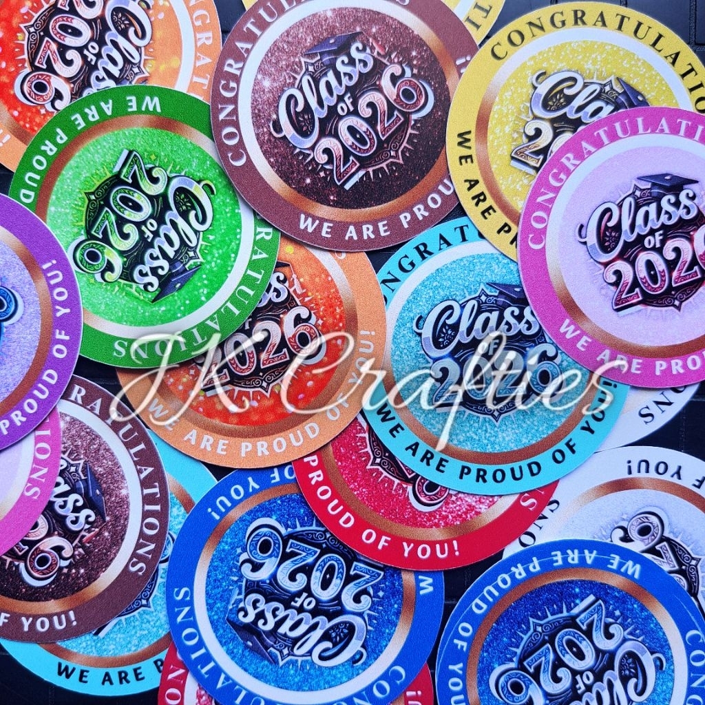 18 pieces 2 inches Round Graduation / Congratulations Stickers / Photo ...