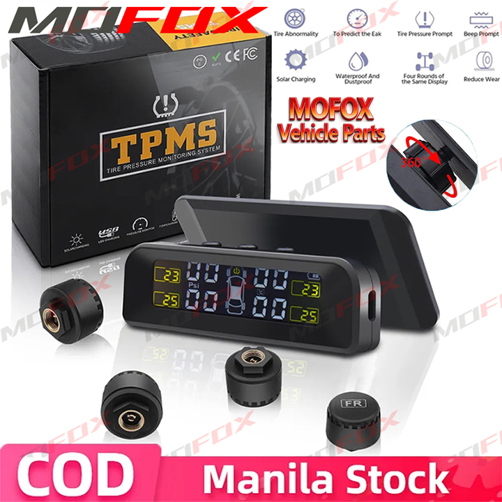 MOFOX Car TPMS Tire Pressure Monitoring System Solar LCD Display Tire ...