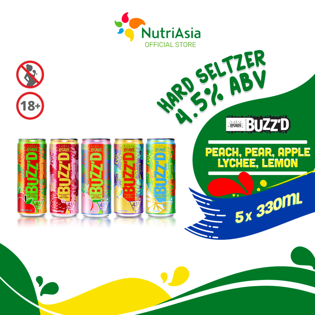 Locally Buzz’d Mixed Flavors Hard Seltzer Bundle (Apple, Lemon, Lychee ...