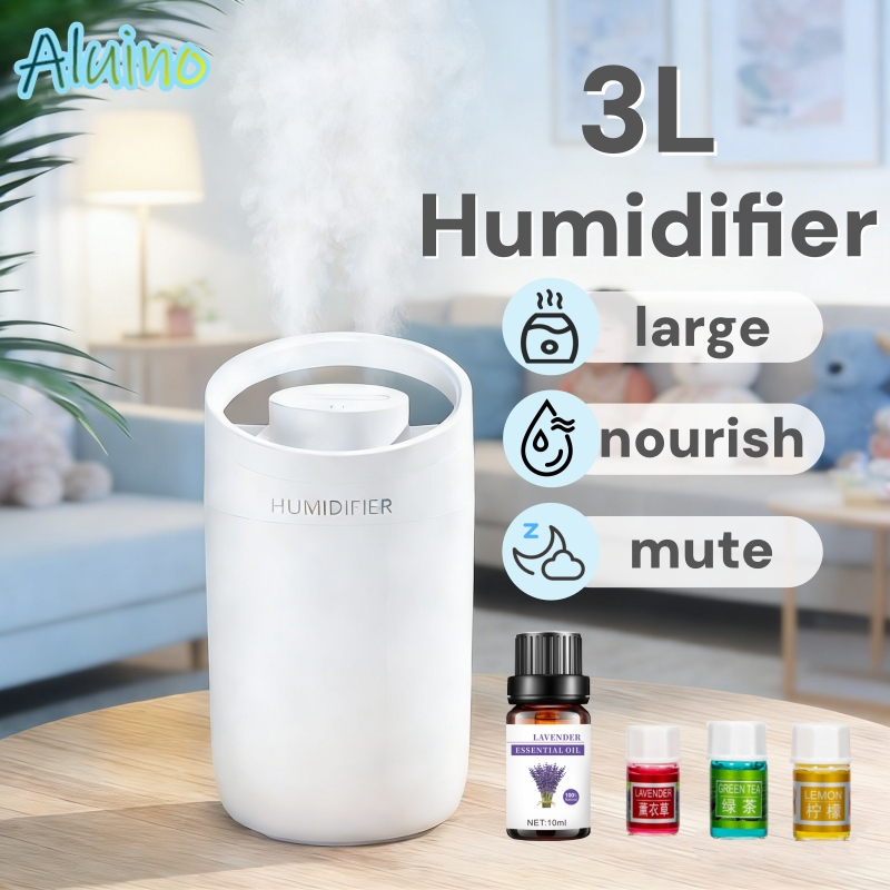 3L Humidifier Double Nozzle With Essential Oil Aroma Diffuser Purifier ...