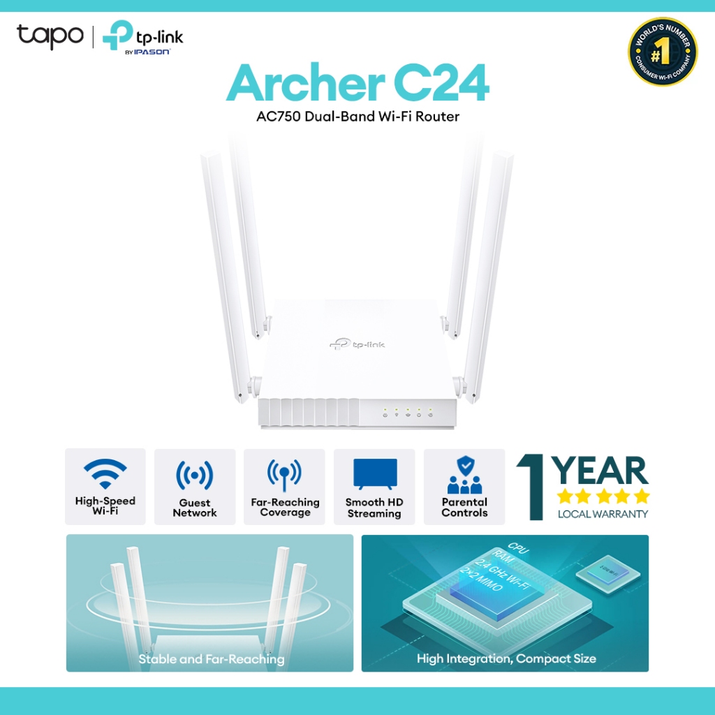 TP-Link Archer C24 AC750 Dual Brand Wi-Fi Router | Shopee Philippines