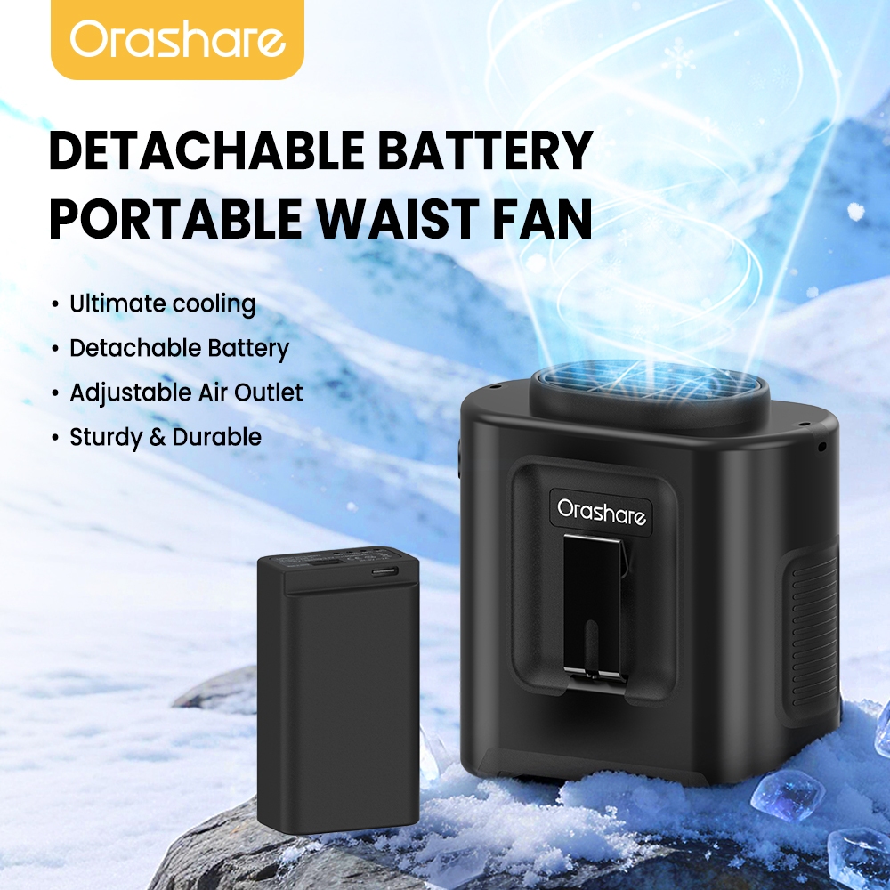 Orashare C200 20000mAh Portable Waist Fan with Detachable Battery USB ...