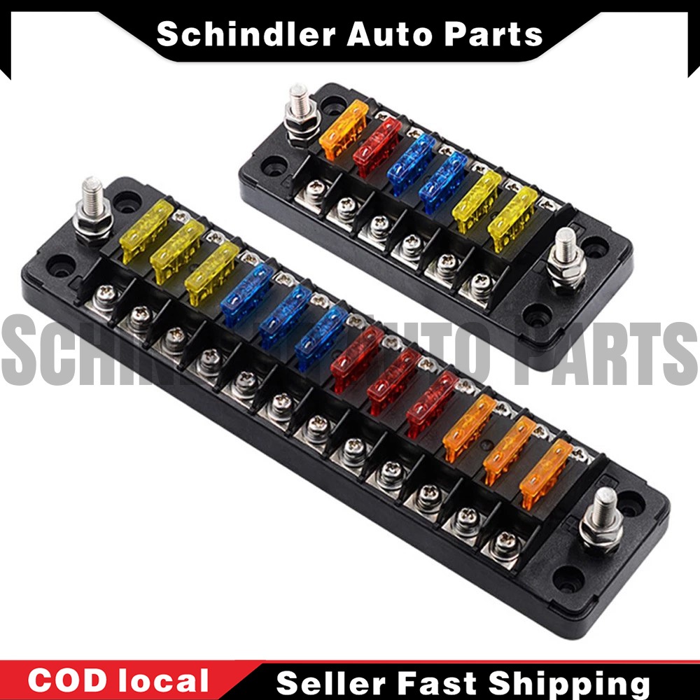32V 75A Fuse Box 12 Ways 6 Ways Blade Fuse Block with Negative Bus for ...