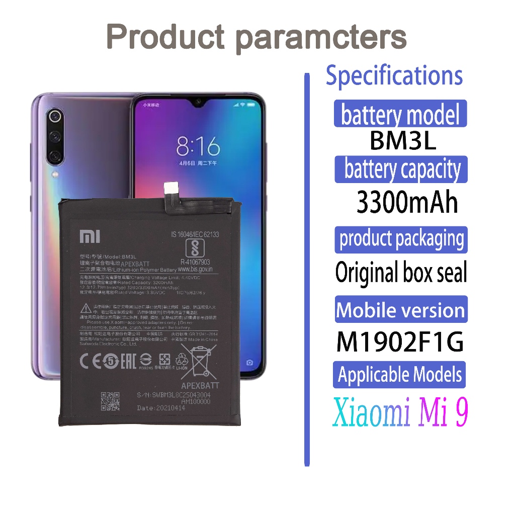 Batteria Ellenne Compatibile Con Xiaomi BM3L Per Mi 9 – 3300mAh Con Kit Cacciaviti Incluso E Zero Cicli