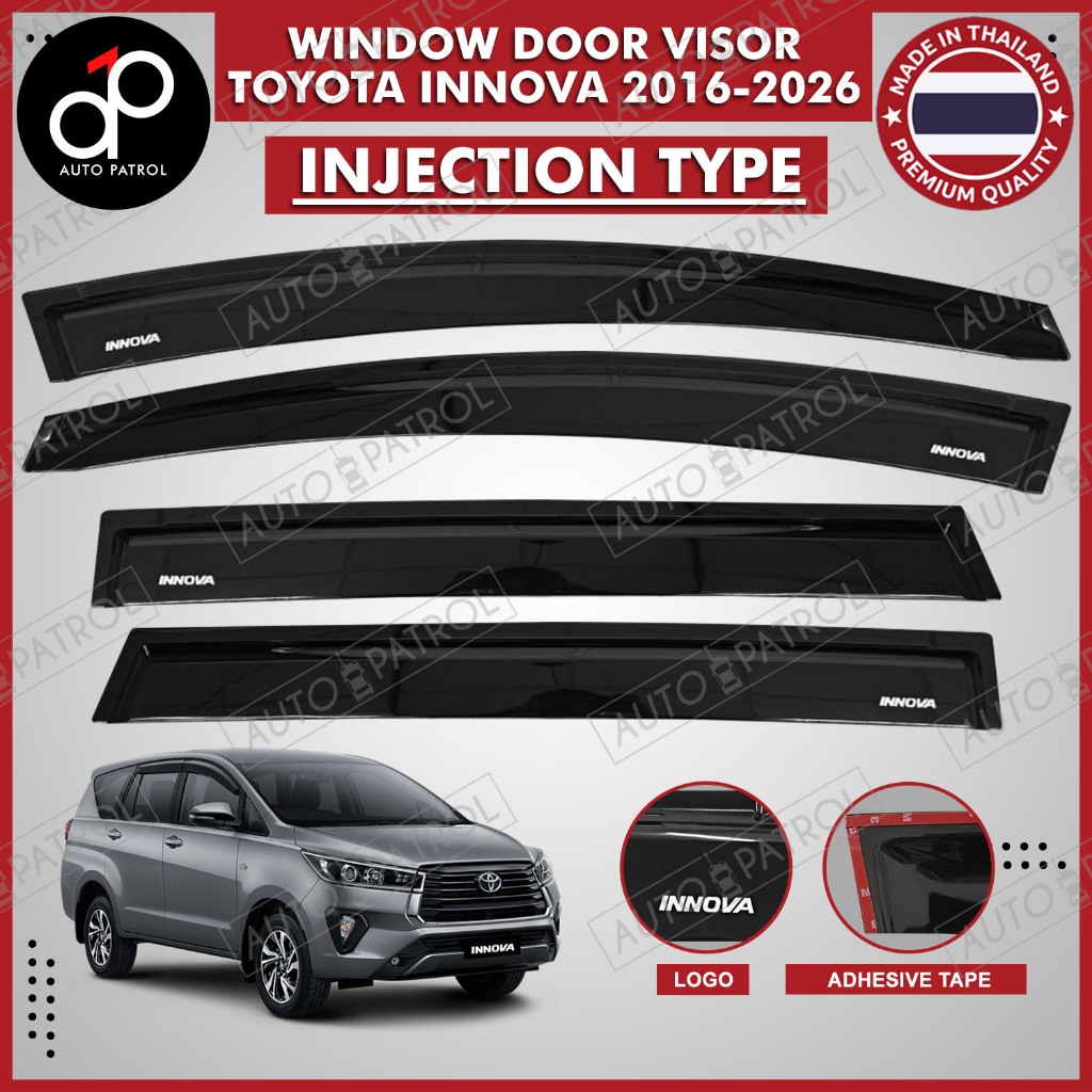 TOYOTA INNOVA 2016-2026 Window Door Rain Visor Black (INJECTION TYPE ...