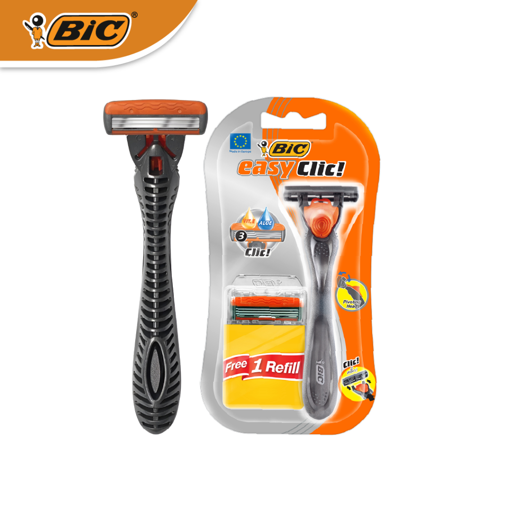 BIC Easy Clic! Reusable Shaver 1 Razor Handle + 2 Refills (Triple ...