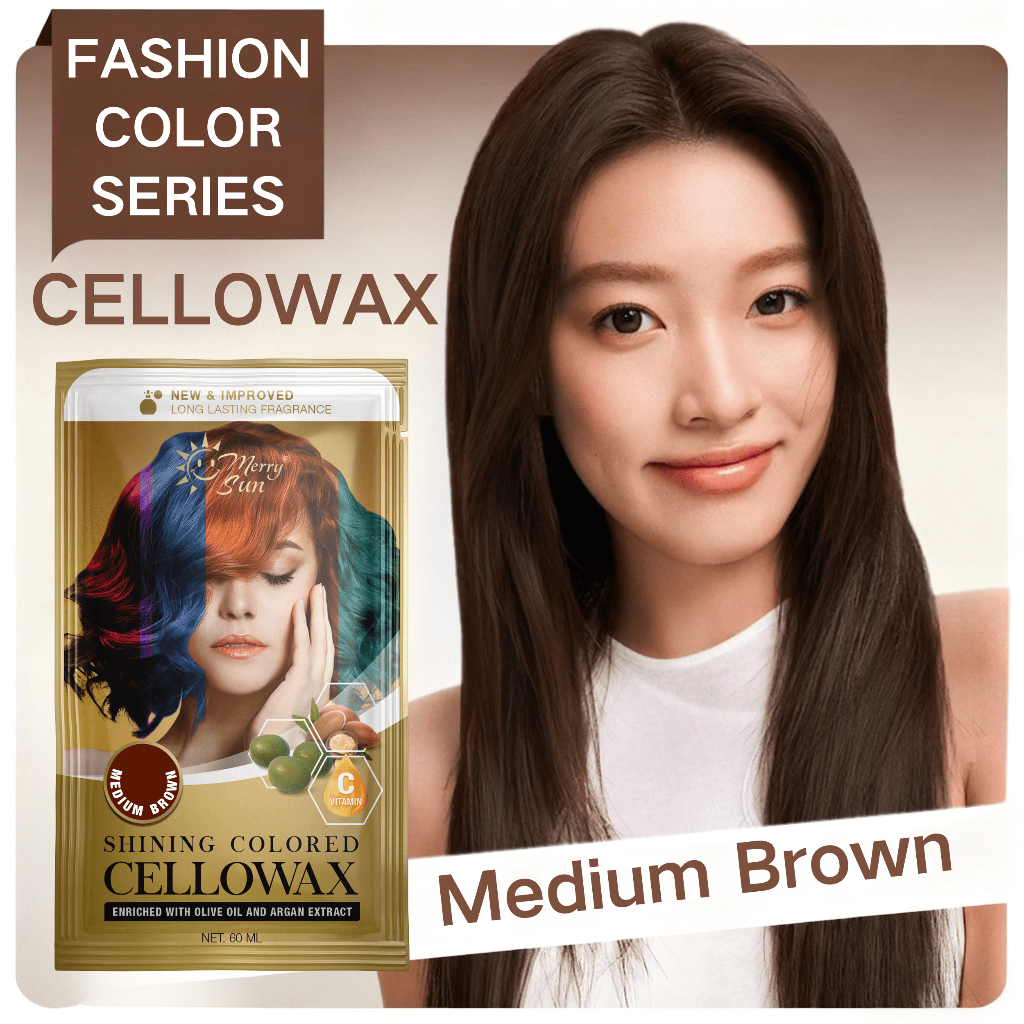 Merry Sun Cellowax Shinning Hair Color/Dye (Medium Brown), Plant Based ...