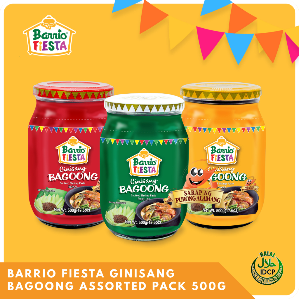 Barrio Fiesta Bagoong 500g X 3 Assorted Pack Regular + Spicy +