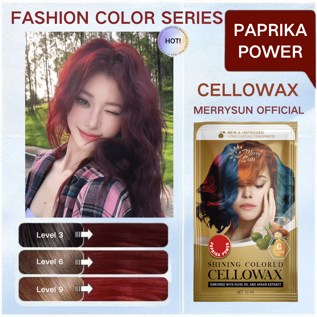 Merry Sun Cellowax Shinning Hair Color/Dye (paprika power), Plant Based ...