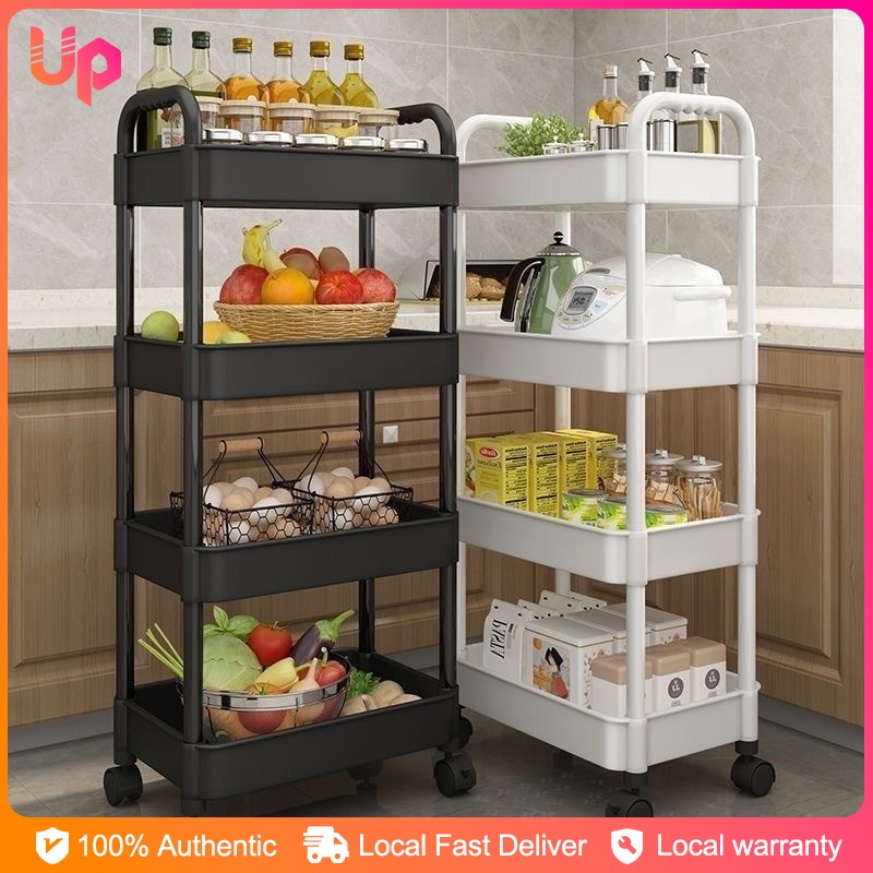 3/4/5 Layer Trolley Cart Organizer Easy Moving Rack Trolley Rack With ...