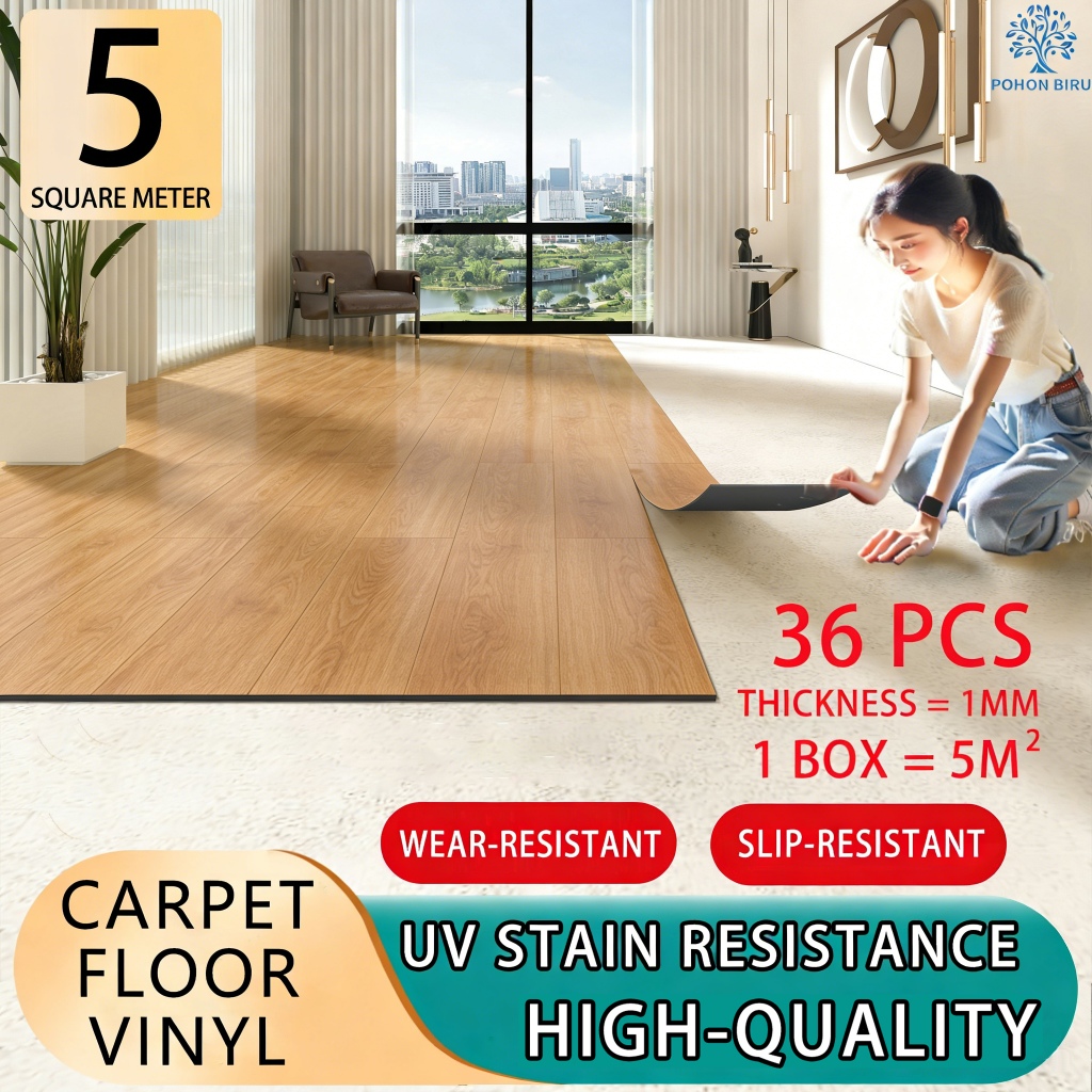 36PCS Self-Adhesive Vinyl Floor Stickers 91.4x15.2cm Waterproof PVC ...
