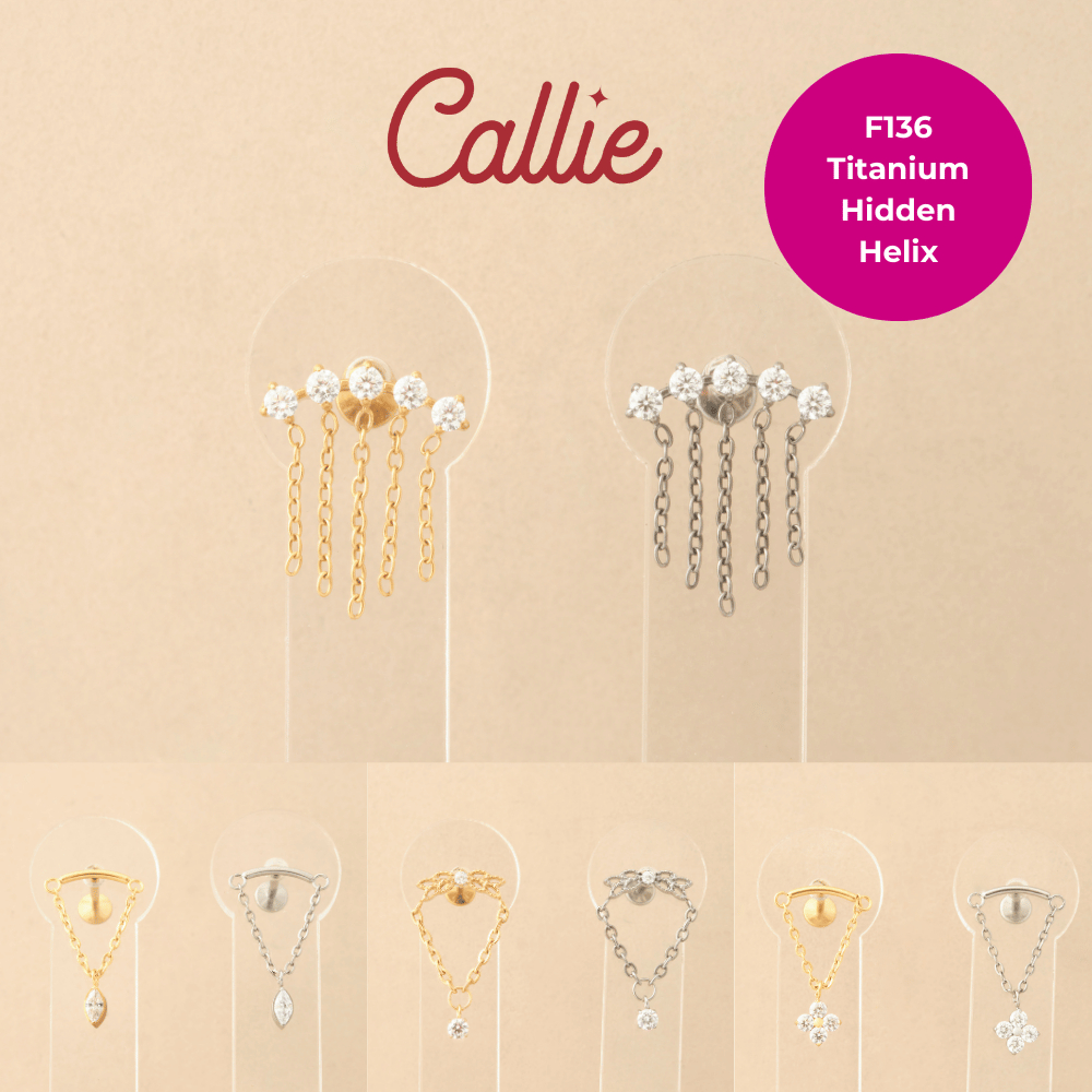 Callie F136 Titanium Hidden Helix Collection 18g Internal Threaded 8mm ...