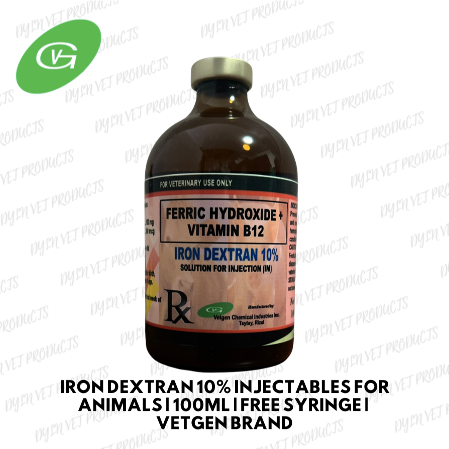 IRON DEXTRAN 10% INJECTABLE FOR ANIMALS | 100ML | FREE SYRINGE | VETGEN ...