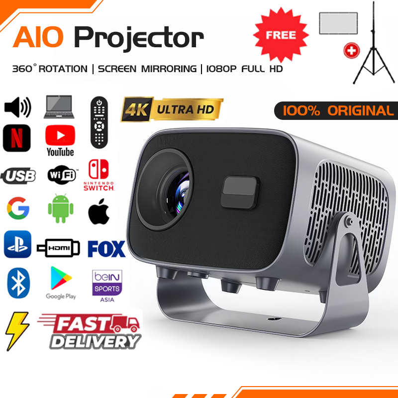 2025 New A10 4K Smart Projector Android 5g wifi 360° Rotating portable ...