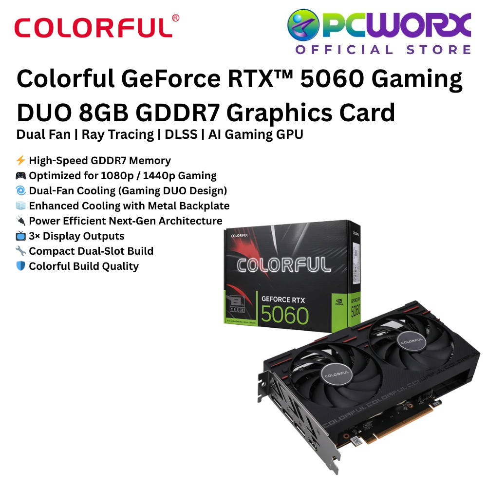 Colorful RTX 5060 Gaming DUO 8GB GDDR7 | NVIDIA® GeForce RTX™ Graphics ...