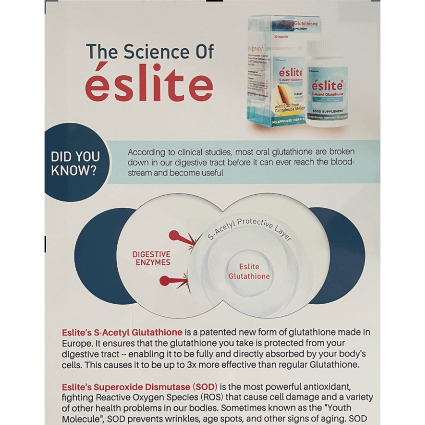 ESLITE S-Acetyl Glutathione (Anti Aging and Skin Whitening Capsule)