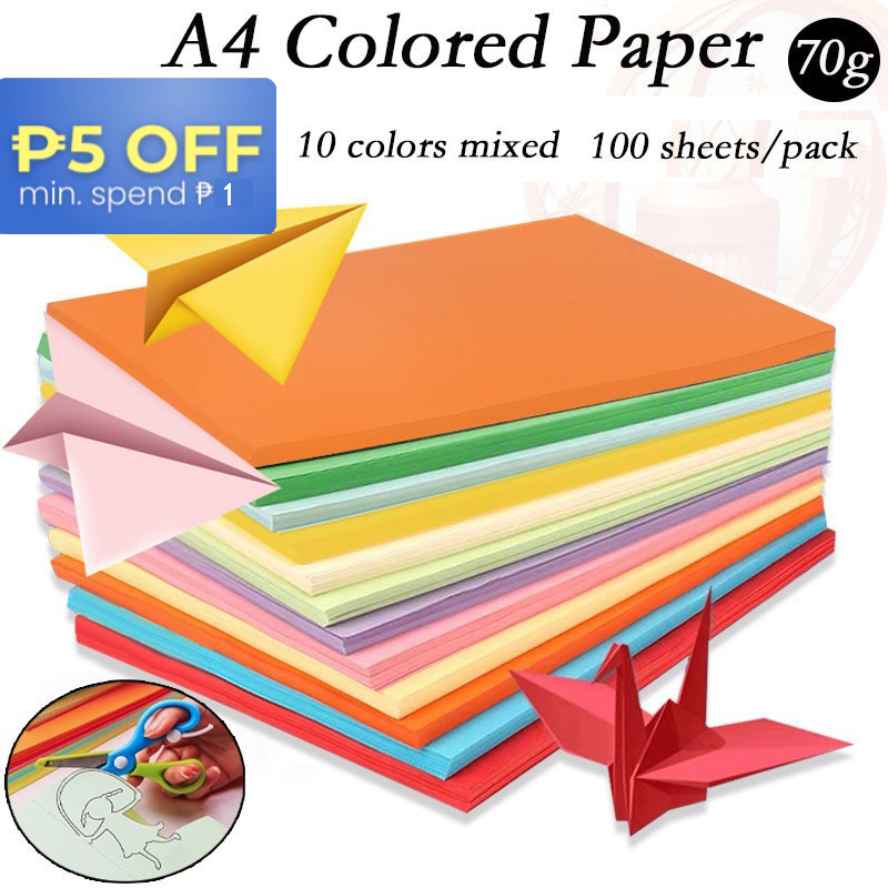 100PCS mix 20colors A4 colored paper assorted construction paper ...