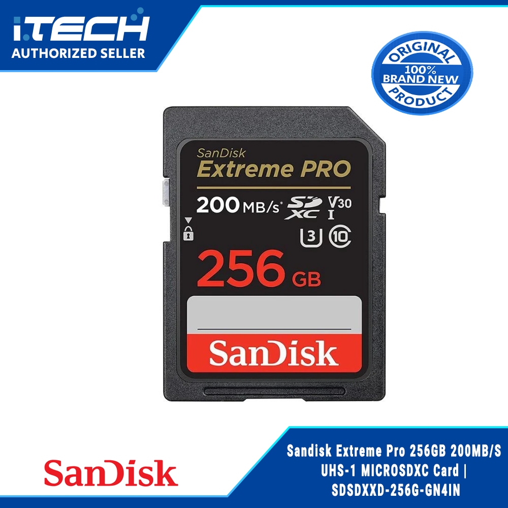 Sandisk Extreme Pro 256GB 200MB/S UHS-1 MICROSDXC Card | SDSDXXD-256G ...