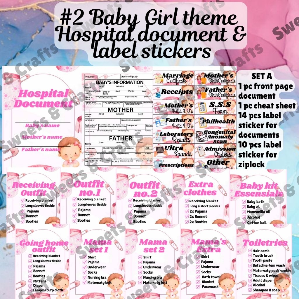 Baby girl hospital documents & ziplock label sticker | Shopee Philippines