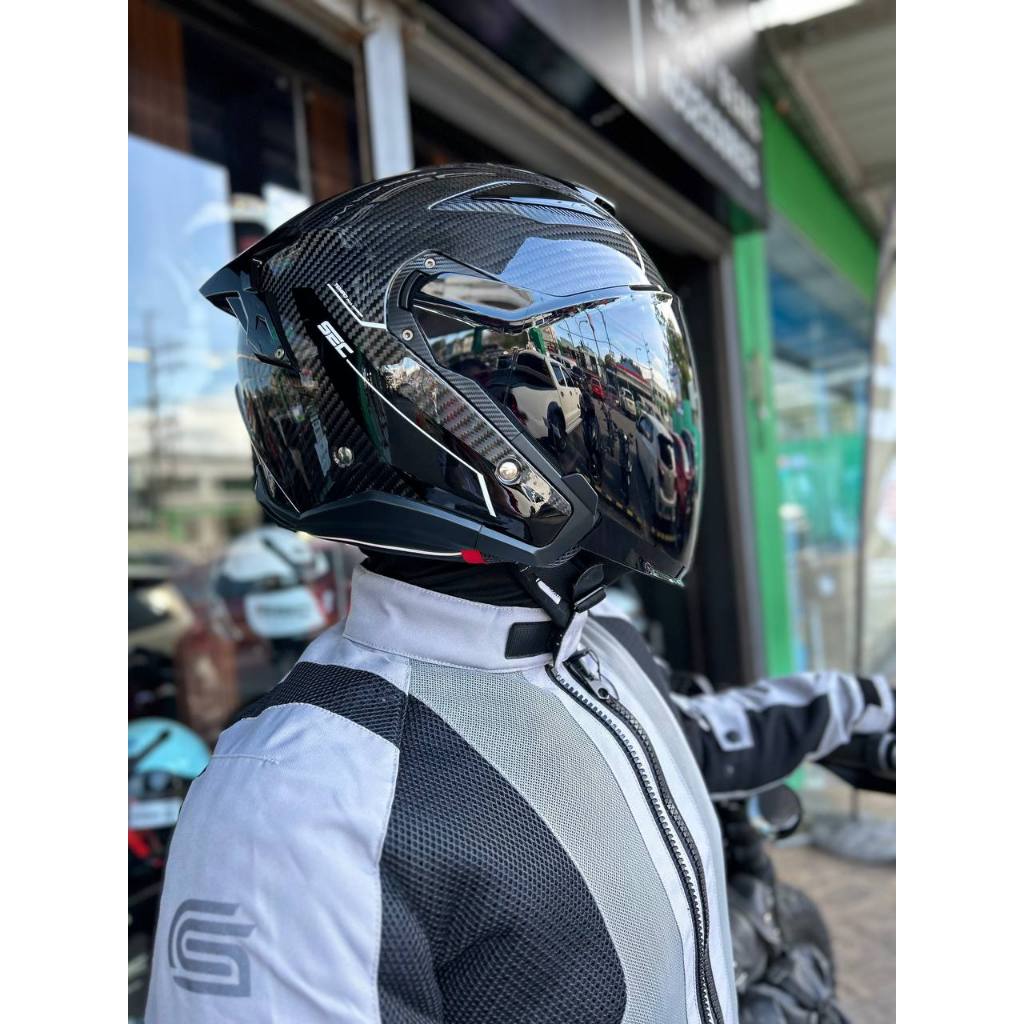 SEC TEMPO CARBON HALF FACE HELMET (DUAL VISOR) | Shopee Philippines