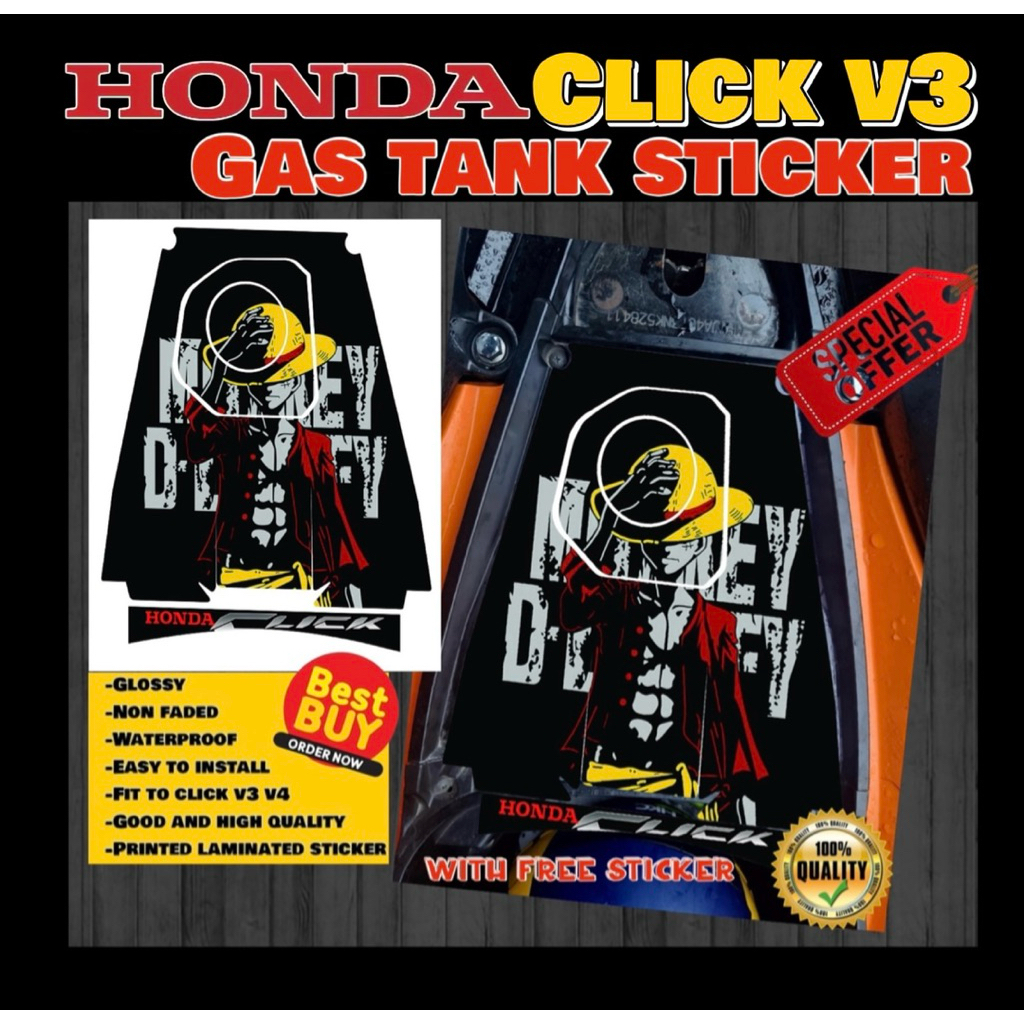 HONDA CLICK 125i V4,V3,V2 GAS TANK GAMEchanger STICKER DECALS PRINTED ...