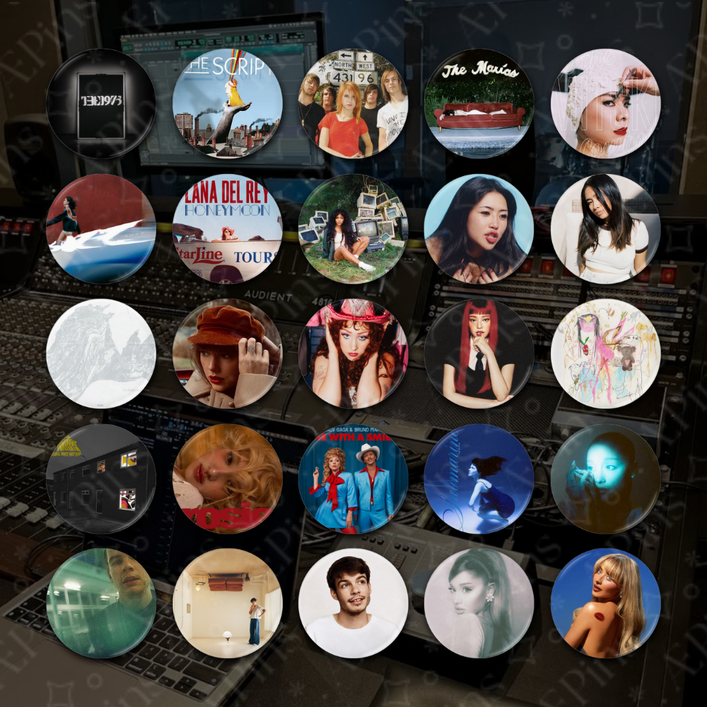 ARTIST ALBUM PINS (B) - 37mm(1.46in) Glossy Badge Button Brooch Pins ...