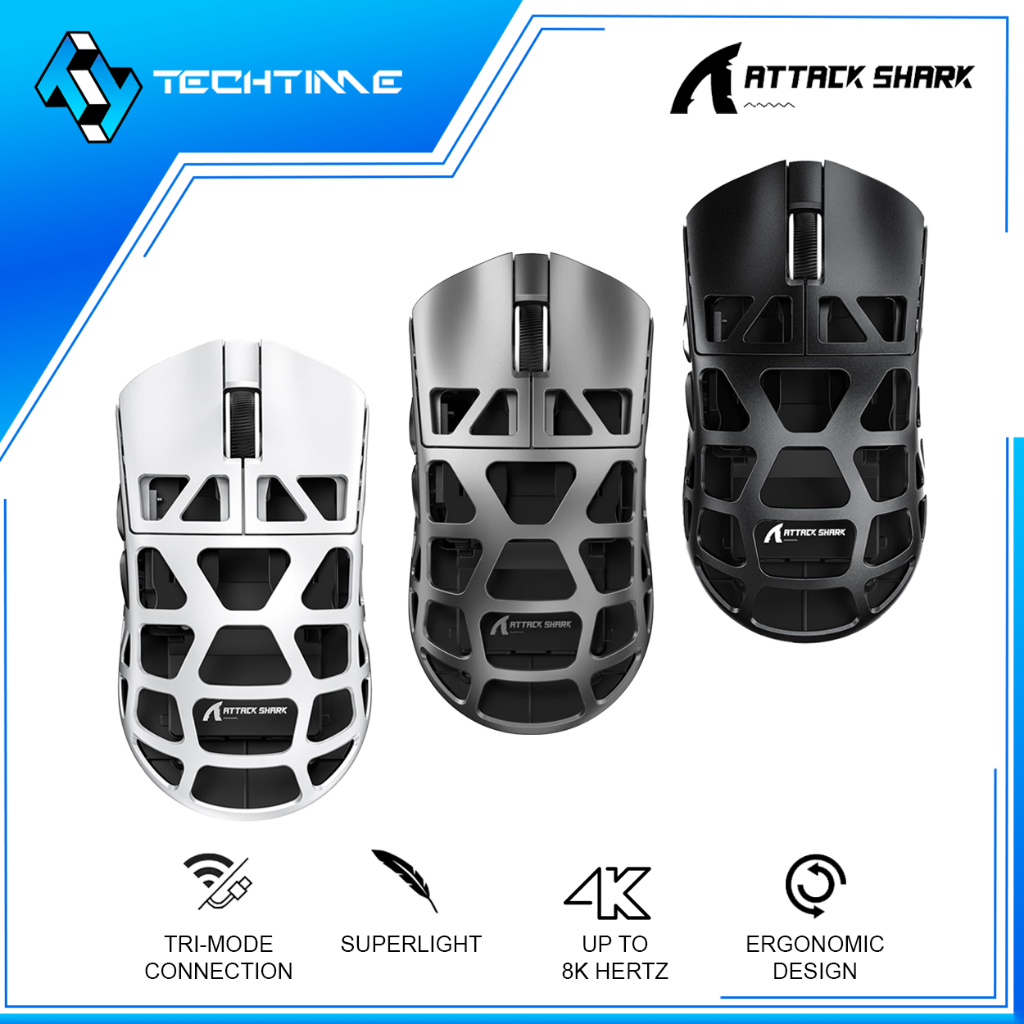 ATTACK SHARK R3 Magnesium Alloy Superlight Tri-mode Gaming Mouse ...