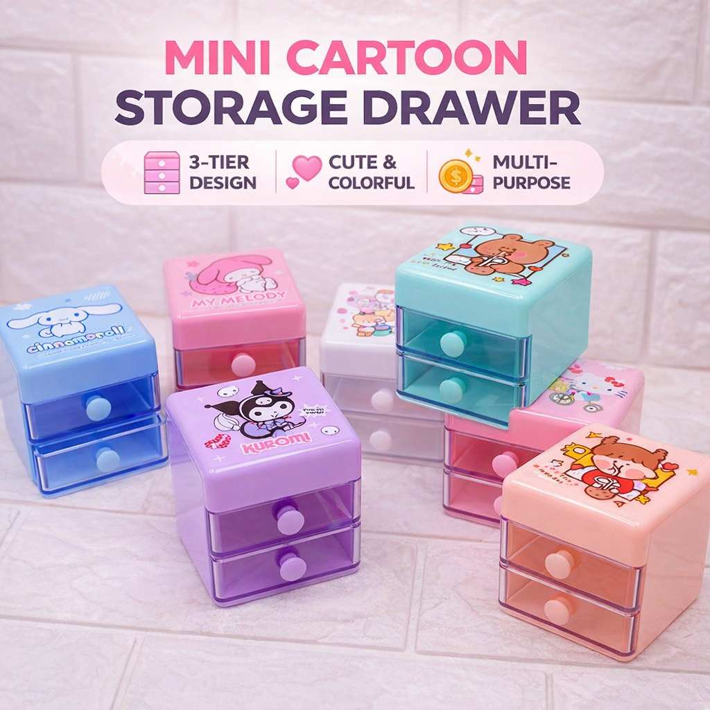 PD ST-201A Mini Desktop Drawer Cute Cartoon Jewelry Mini Storage Desk ...