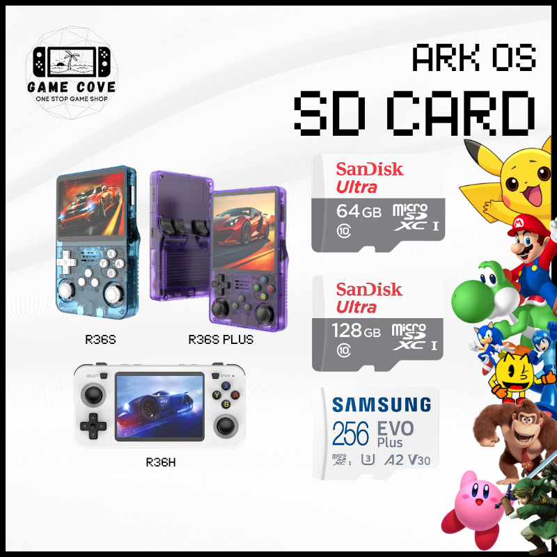 Ark OS Original Branded SD Card for R36S, R36S Plus, R36H | w/ Mario ...