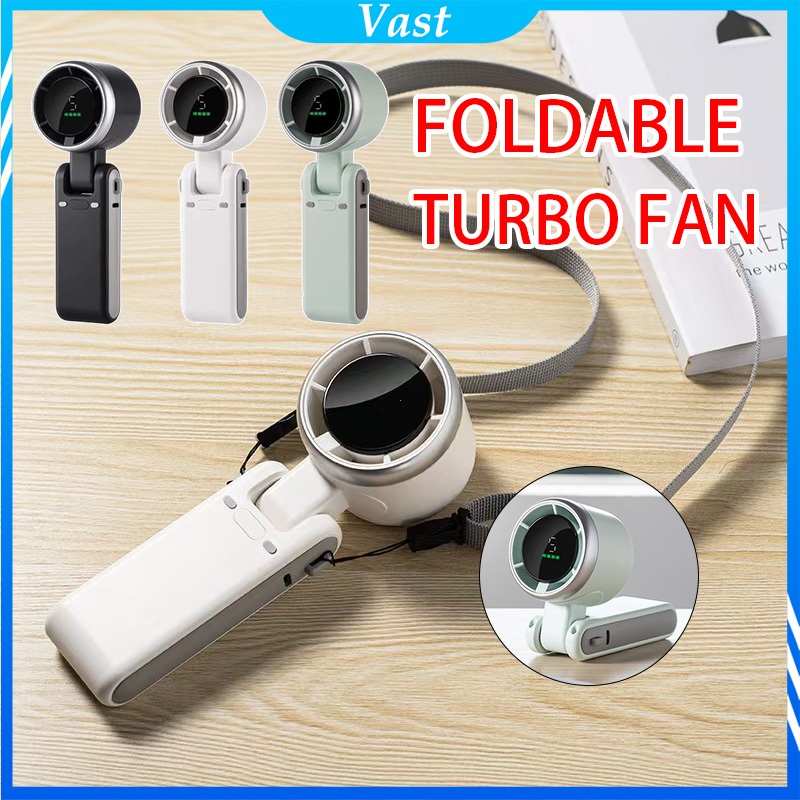 N607 Mini Foldable Fan USB Rechargeable Portable High Speed Turbo LED ...