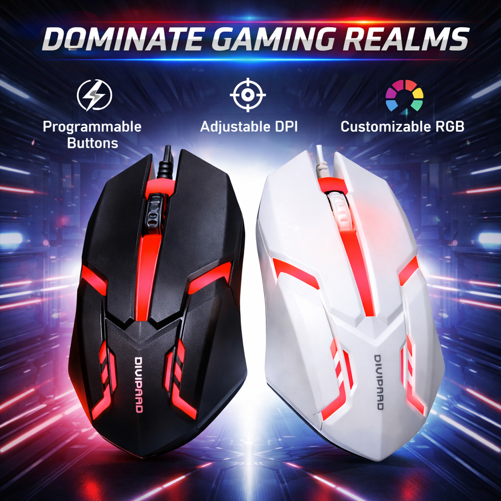 RGB Wired Gaming Mouse USB Ergonomic High DPI Optical Mouse with LED ...