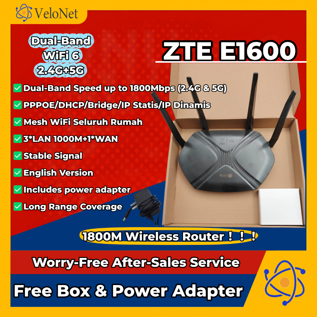 Pre-owned ZTE E1600 1800M WiFi6 Dual Band Router | PPPOE Bridge ...