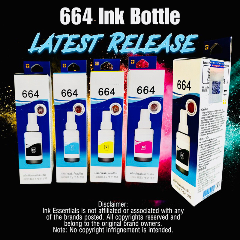 664 PREMIUM INK Bottle Latest Release for L110 L120 L200 L210 L220 L300 ...